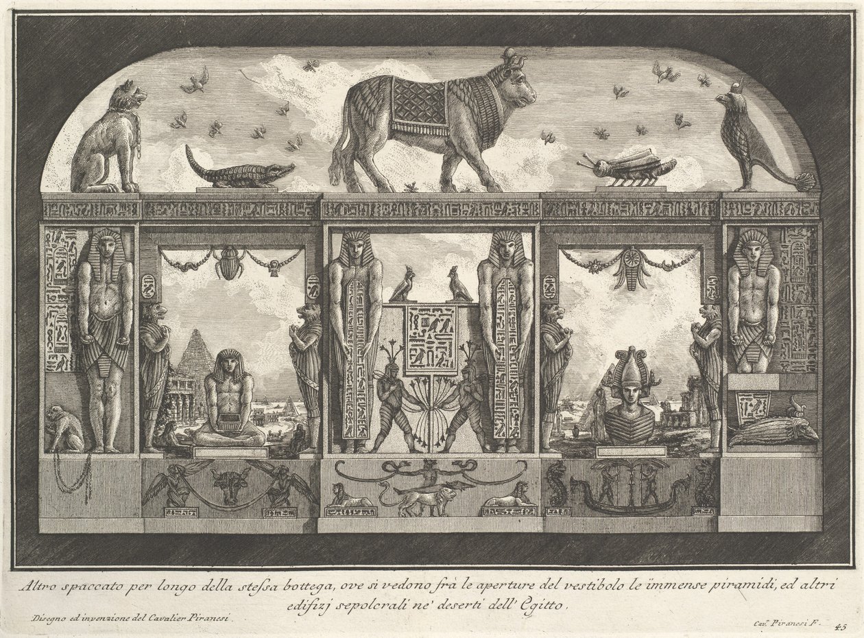Egyptisk väggdekoration för Caffè degli Inglesi, Piazza di Spagna, Rom, 1769. Från olika sätt att pryda stigarna av Giovanni Battista Piranesi