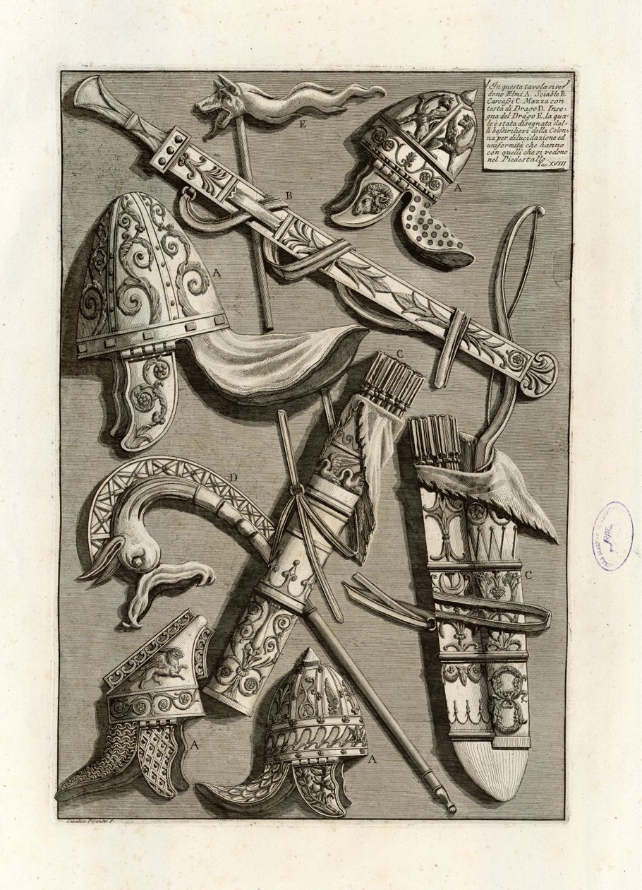 In questa tavola si vedono Elmi av Giovanni Battista Piranesi