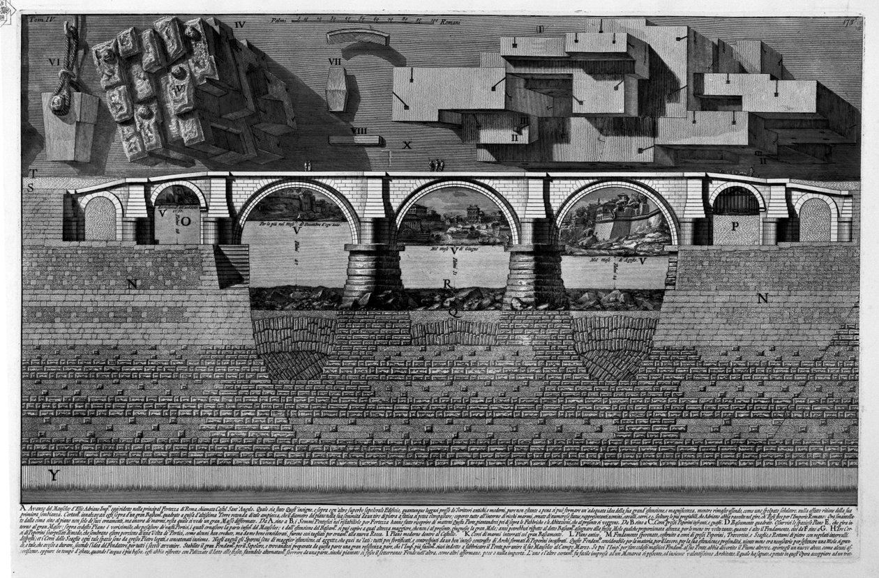 Hadrianus mausoleum (del av tav.) av Giovanni Battista Piranesi