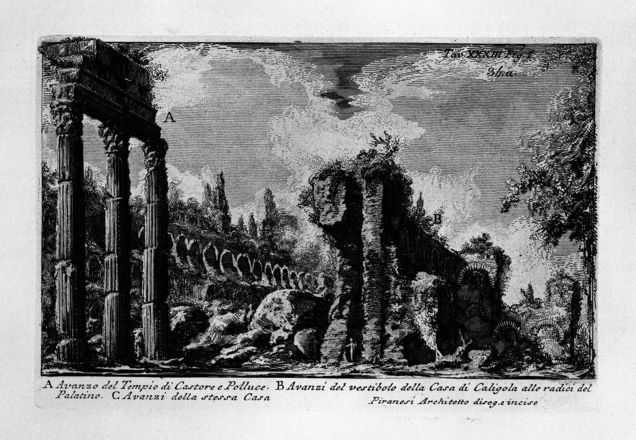 Temple of Castor and Pollux, Rome av Giovanni Battista Piranesi