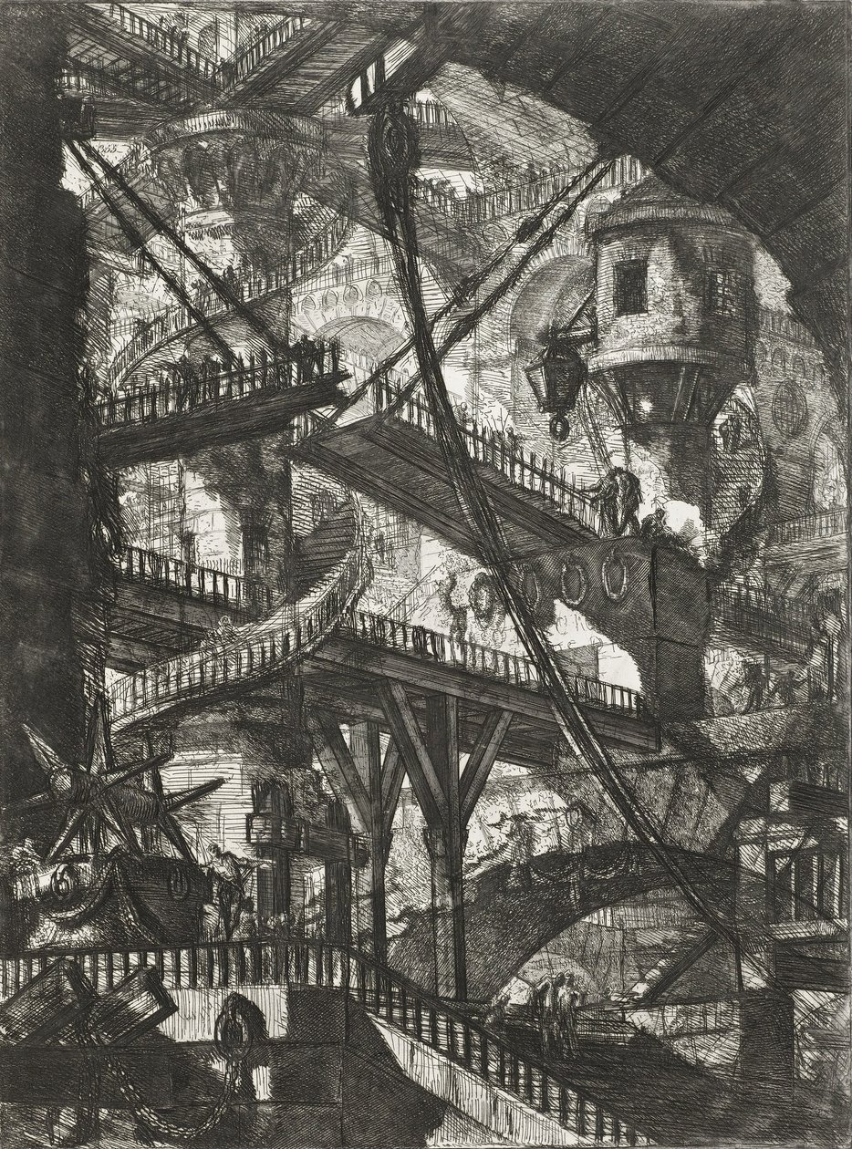 Dragbrickan, tallrik VII från serien Carceri dInvenzione av Giovanni Battista Piranesi