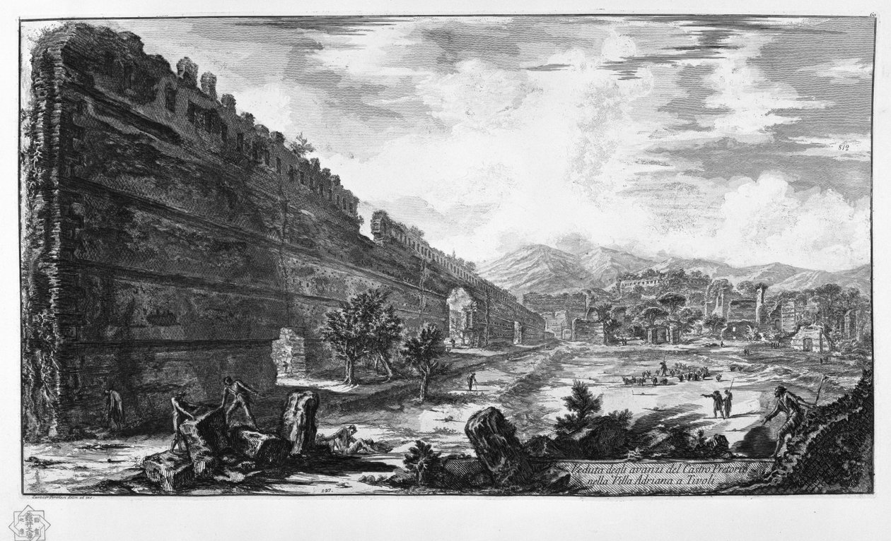Utsikt över resterna av Castro Pretorio i Villa Adriana i Tivoli av Giovanni Battista Piranesi