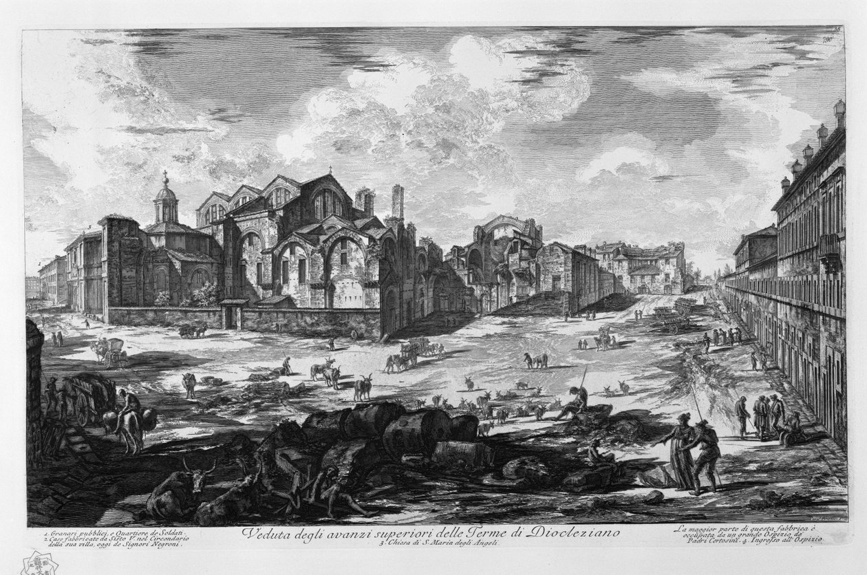 Veduta degli avanzi superiori delle Terme di Diocleziano av Giovanni Battista Piranesi