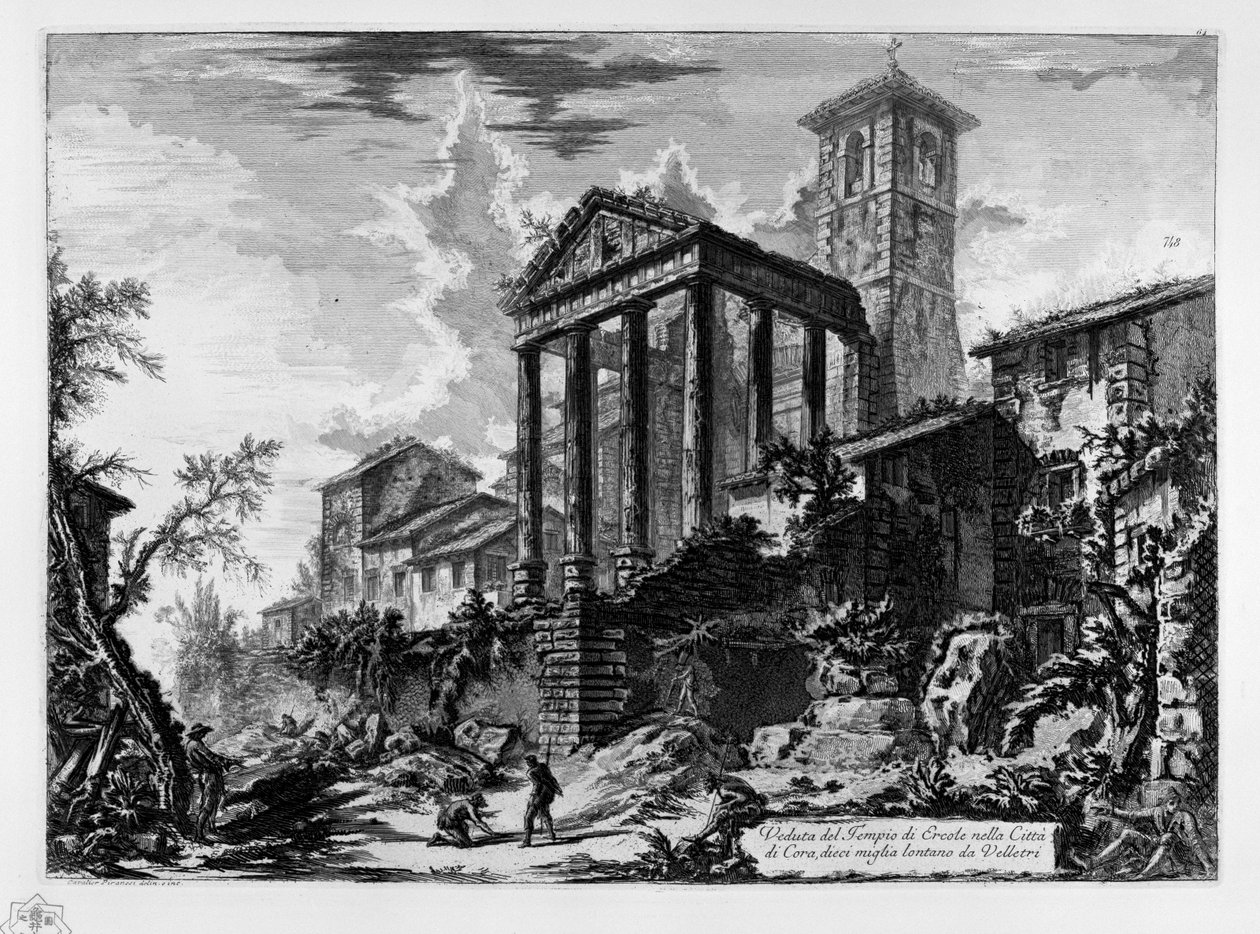Veduta del Tempio di Ercole nella Città di Cora, dieci miglia lontano da Velletri av Giovanni Battista Piranesi