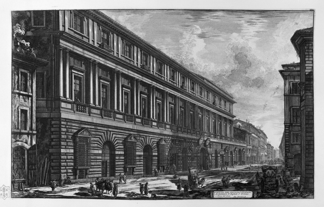 Veduta del palazzo Vidoni Caffarelli (palazzo Stoppani).  Chiesa del Gesù av Giovanni Battista Piranesi