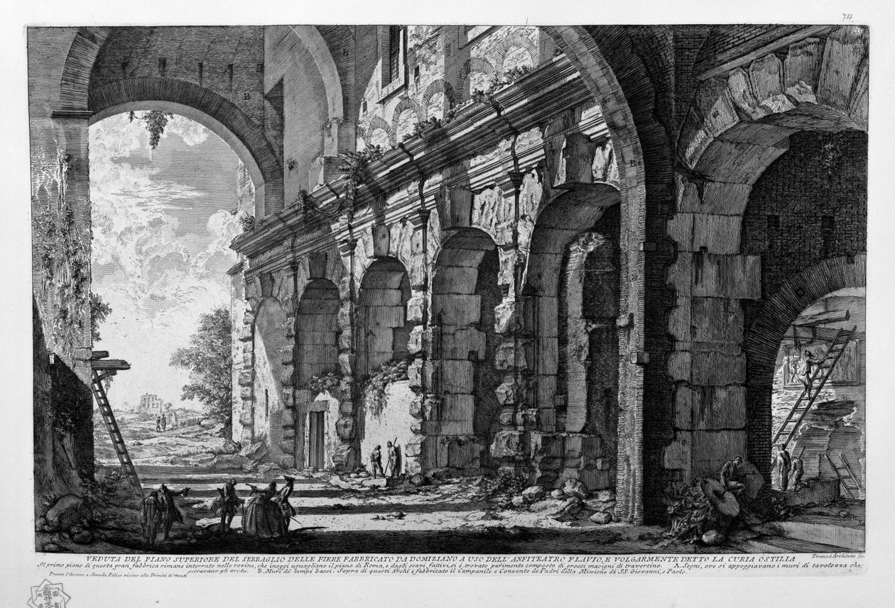 Veduta del piano superiore del serraglio delle fiere fabbricato da Domiziano a uso dell