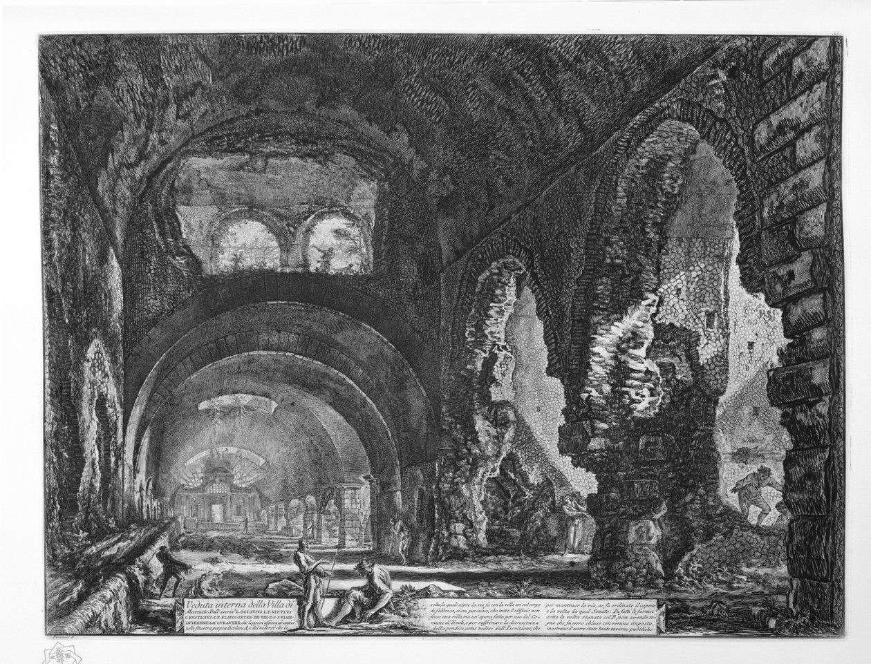 Intern vy av Villa of Maecenas av Giovanni Battista Piranesi