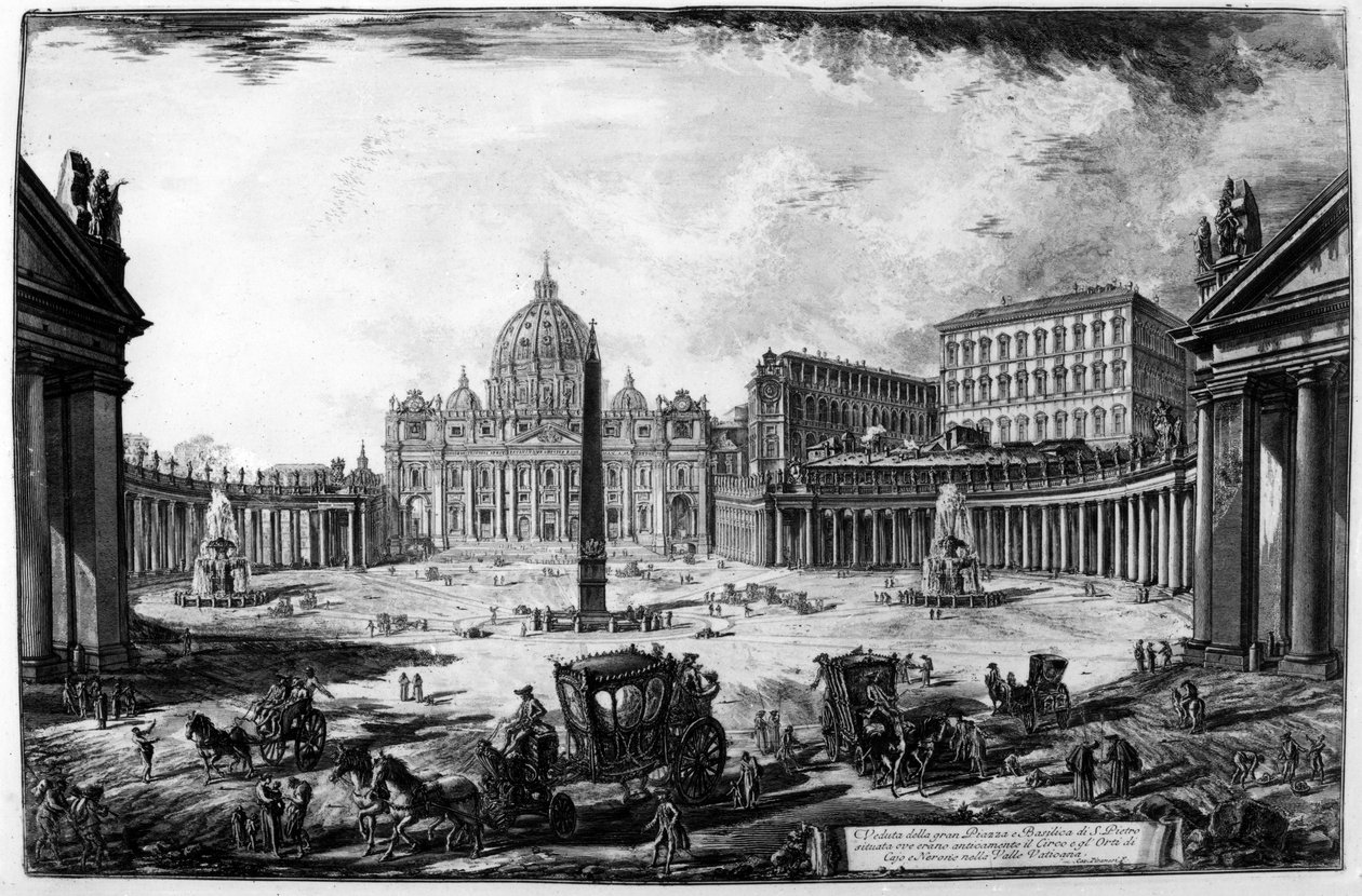 Utsikt över Peterskyrkan och Piazza, från serien "Views of Rome", ca 1760 av Giovanni Battista Piranesi