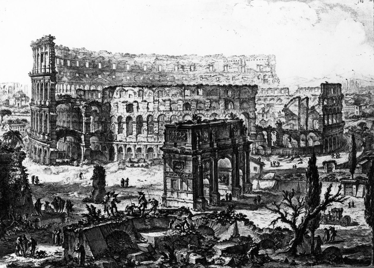 Utsikt över Konstantins båge och Colosseum, från serien 