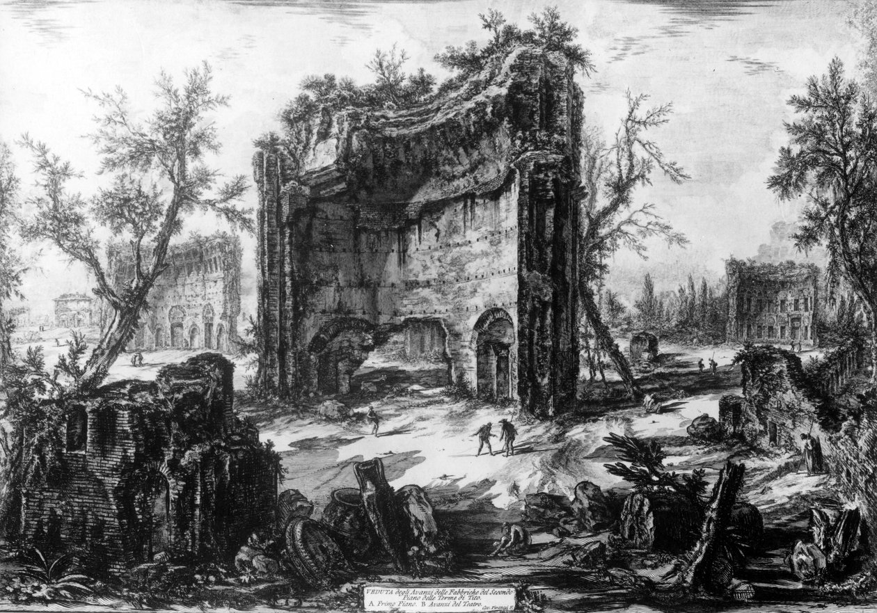 Vy över Trajanusbadet, från serien "Views of Rome", ca 1760 av Giovanni Battista Piranesi