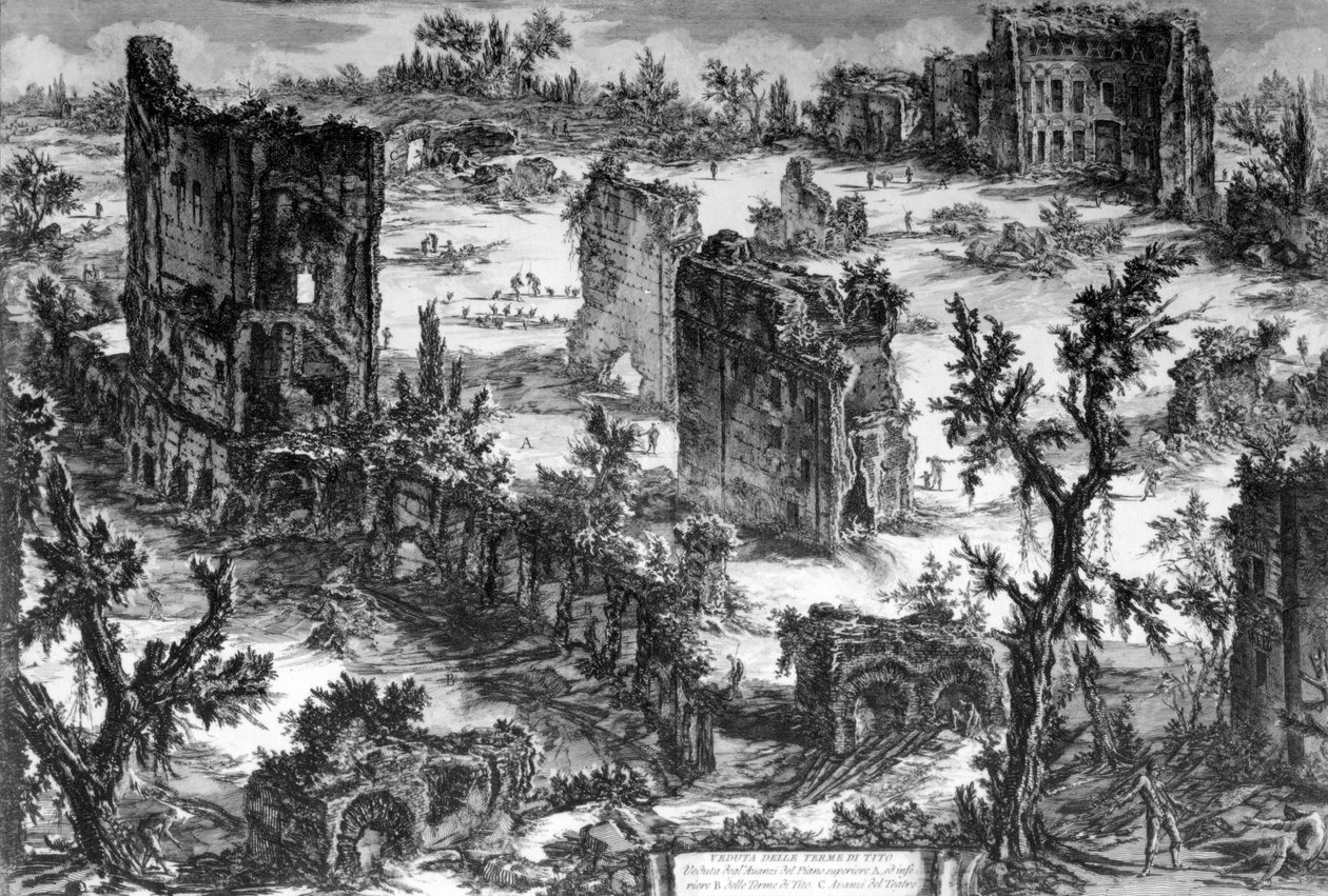 Vy över Trajanus bad, från serien "Views of Rome", c.1760 av Giovanni Battista Piranesi
