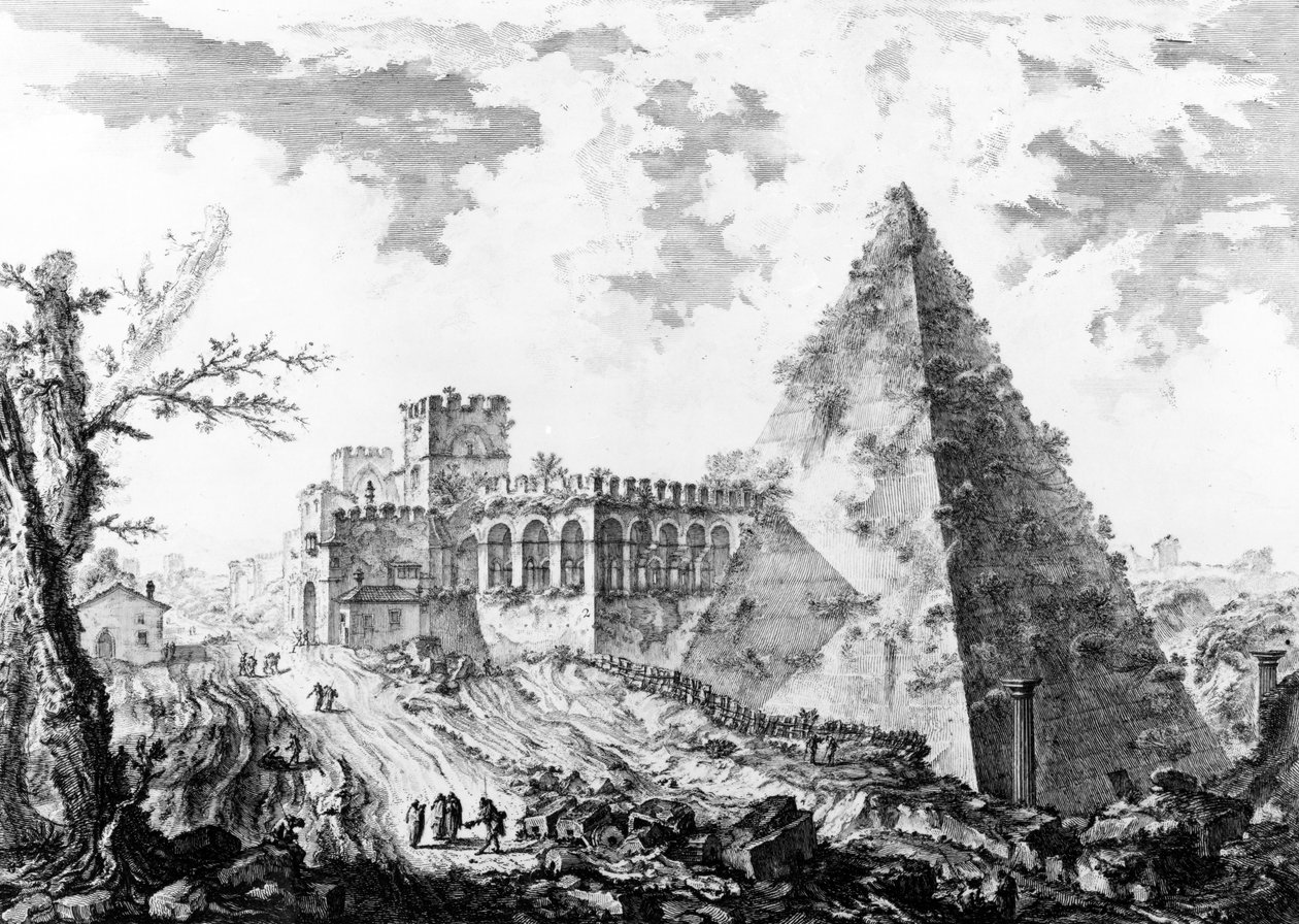 Vy över pyramiden av Caius Cestius, från serien 