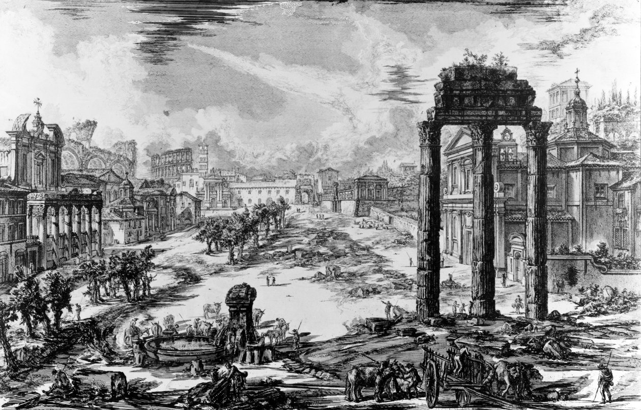 Utsikt över Forum Romanum, från serien "Views of Rome", 1758 av Giovanni Battista Piranesi