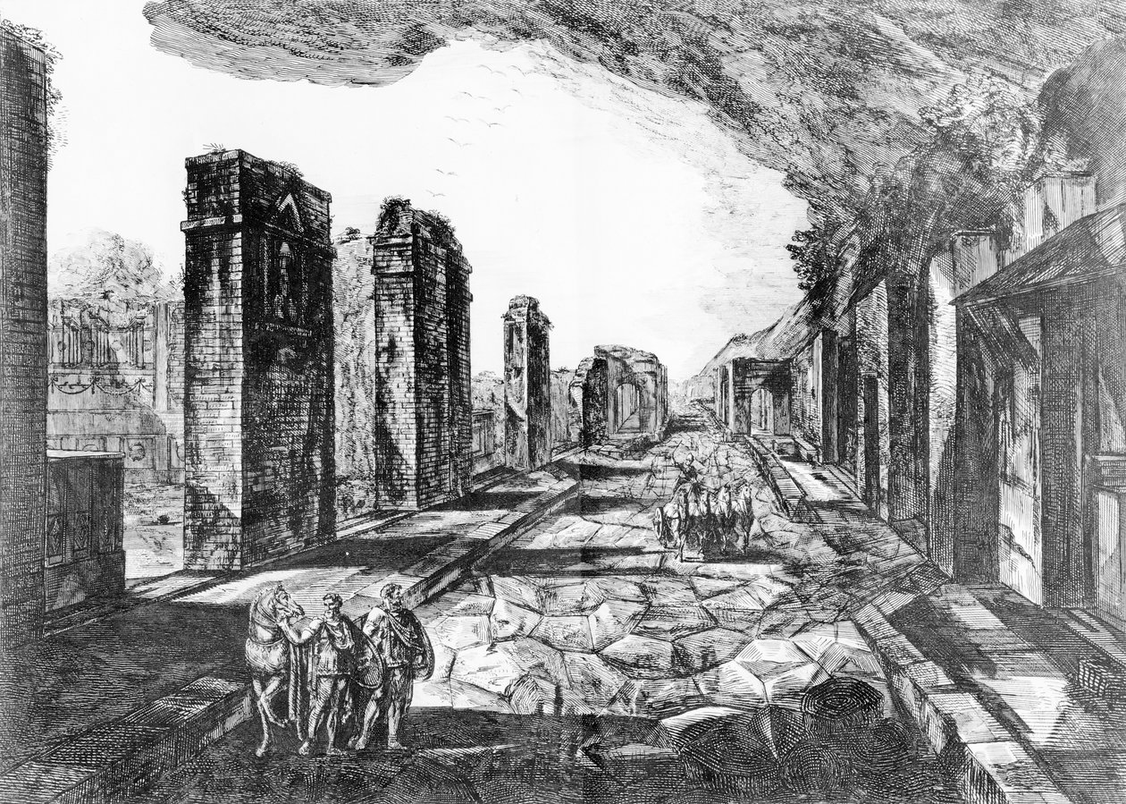 Utsikt över tavernan i Pompeji med Priapus Shop-skylt, från 