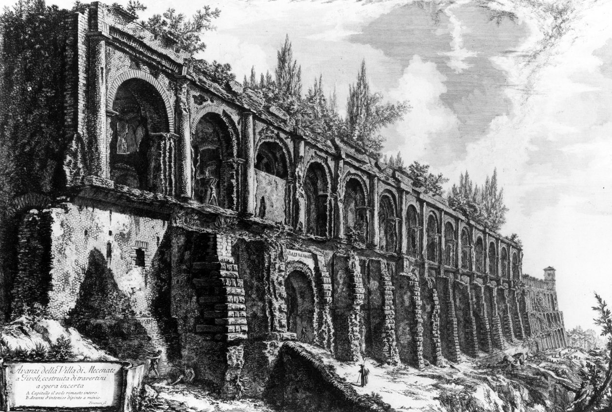 Utsikt över Villa Maecenas i Tivoli, från serien "Views of Rome", ca 1760 av Giovanni Battista Piranesi