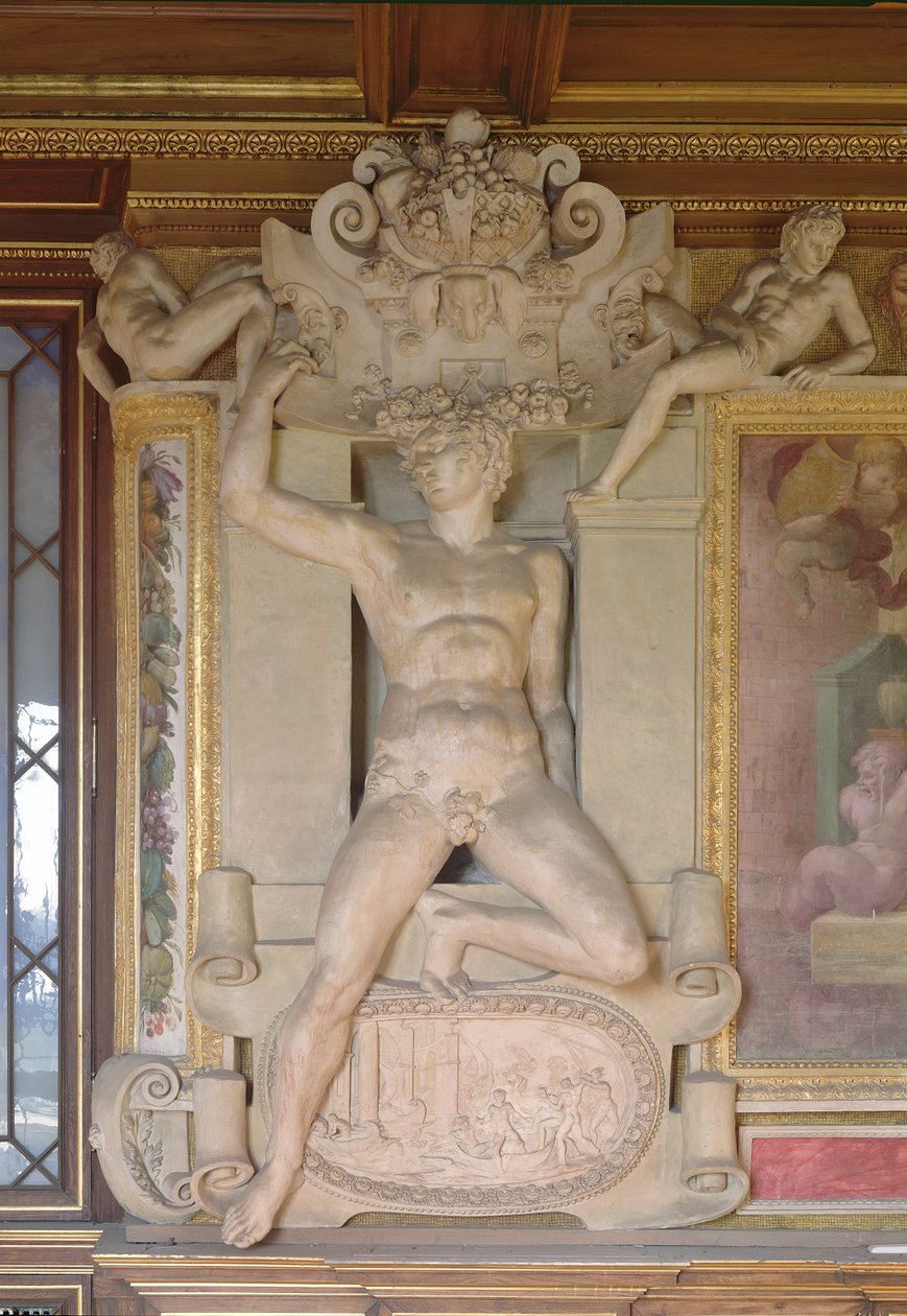 Maskulin figur från Francois I:s (1494-1547) galleri 1535-40 (stuckatur) av Giovanni Battista Rosso Fiorentino