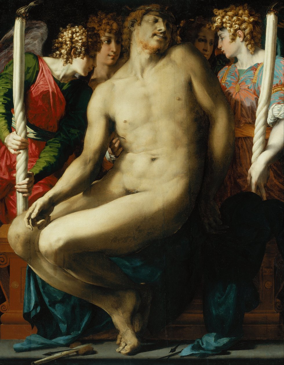 Den döde Kristus med änglar av Giovanni Battista Rosso Fiorentino