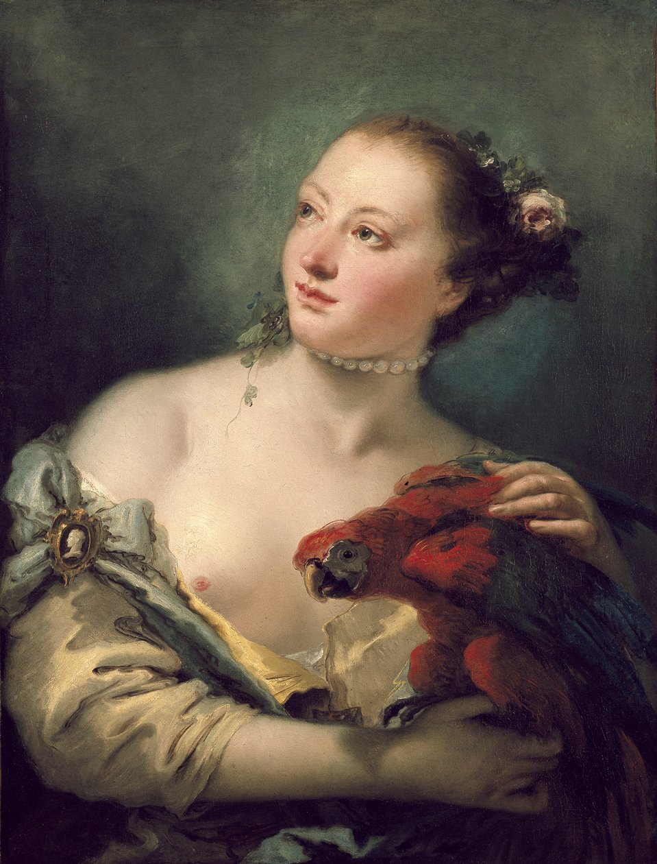 En ung kvinna med en ara, 1700-talet av Giovanni Battista Tiepolo