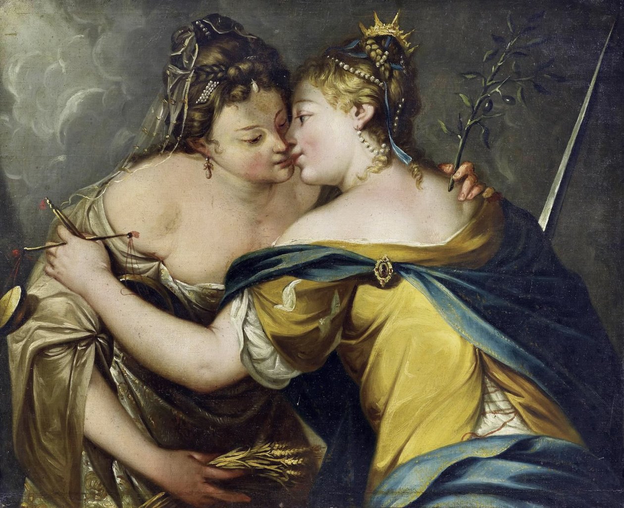 Die Gerechtigkeit umarmt den Frieden av Giovanni Battista Tiepolo