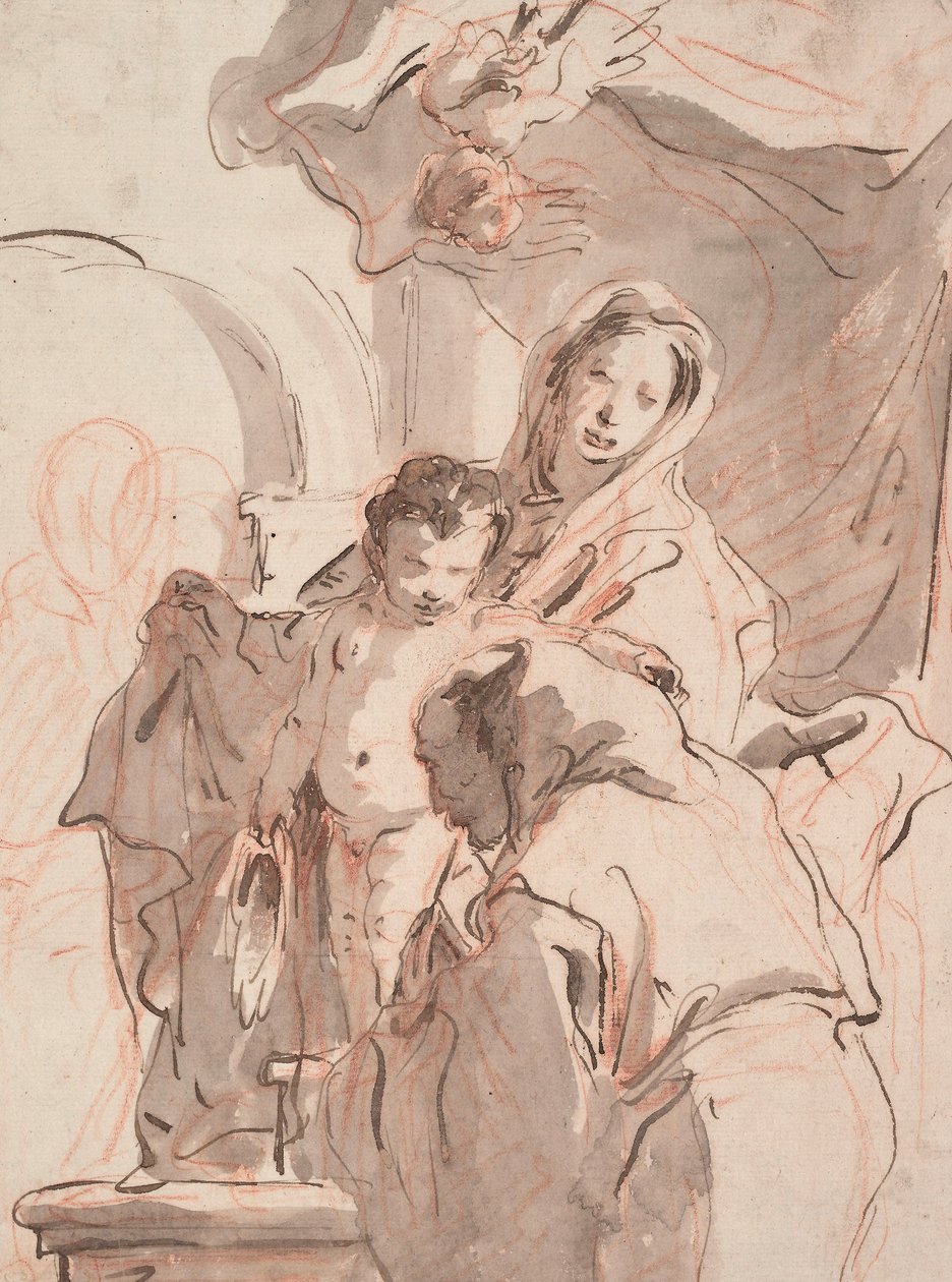 Madonna och barn med Saint, c. 1750-1760 av Giovanni Battista Tiepolo