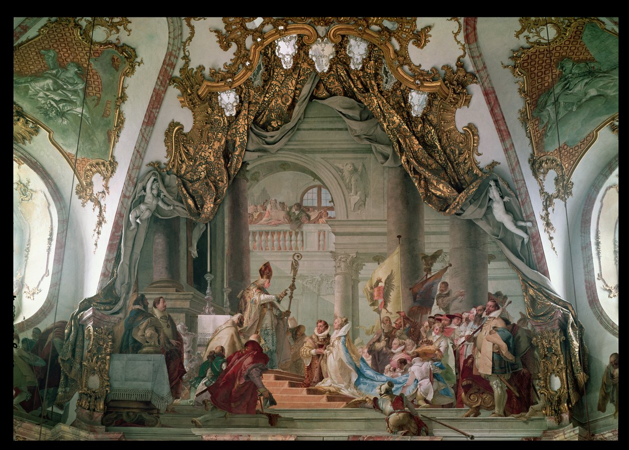 Äktenskap mellan Fredrik I (ca 1123-90) Barbarossa och Beatrice I (1145-84) av Bourgogne 1156 av Giovanni Battista Tiepolo