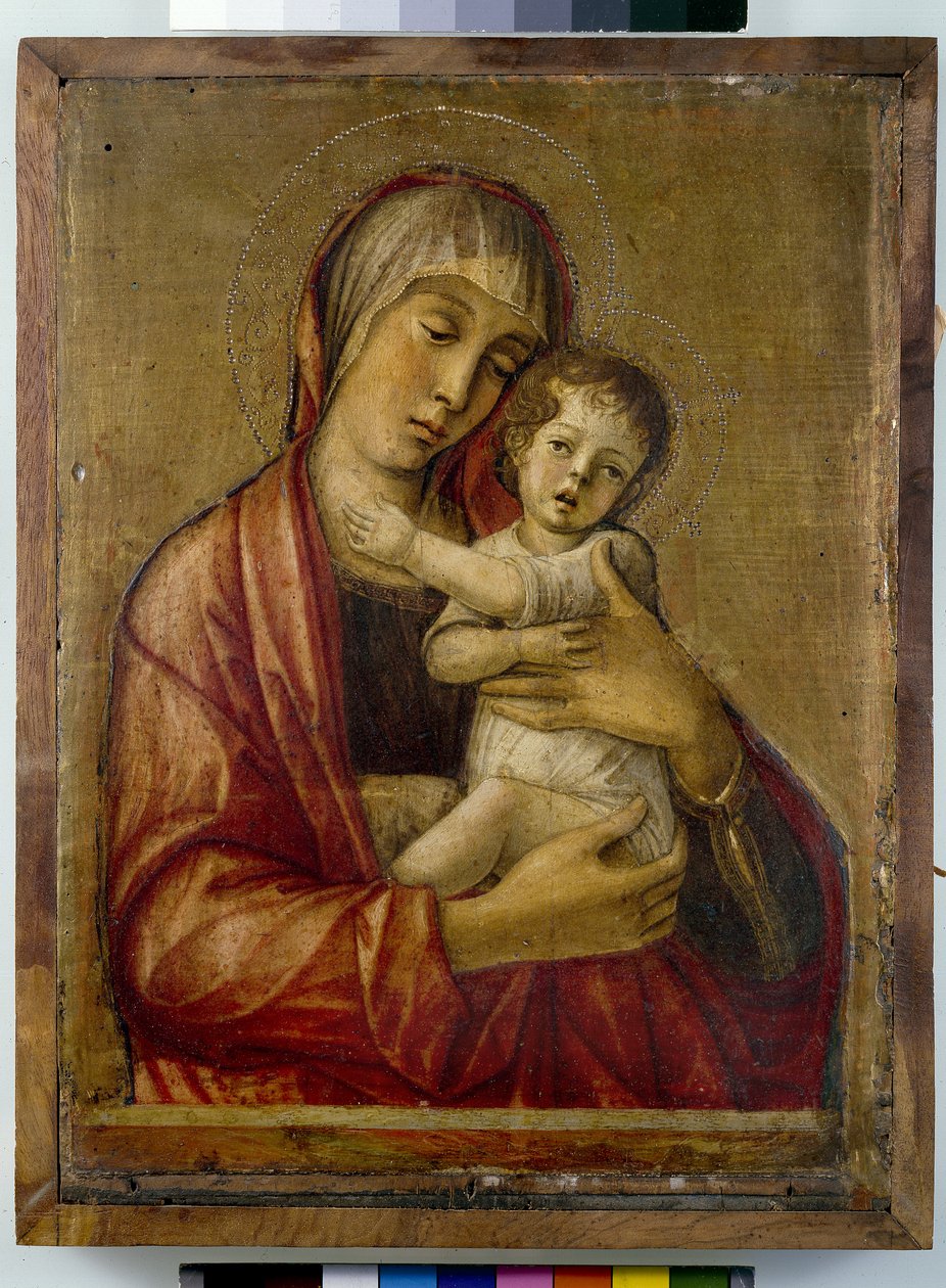 Madonnan och barnet (tempera på panel) av Giovanni Bellini