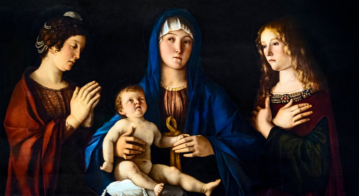 Madonna and Child with Saint Catherine of Alexandria   and  Mary Magdalene  (Sacra Conversazione) av Giovanni Bellini
