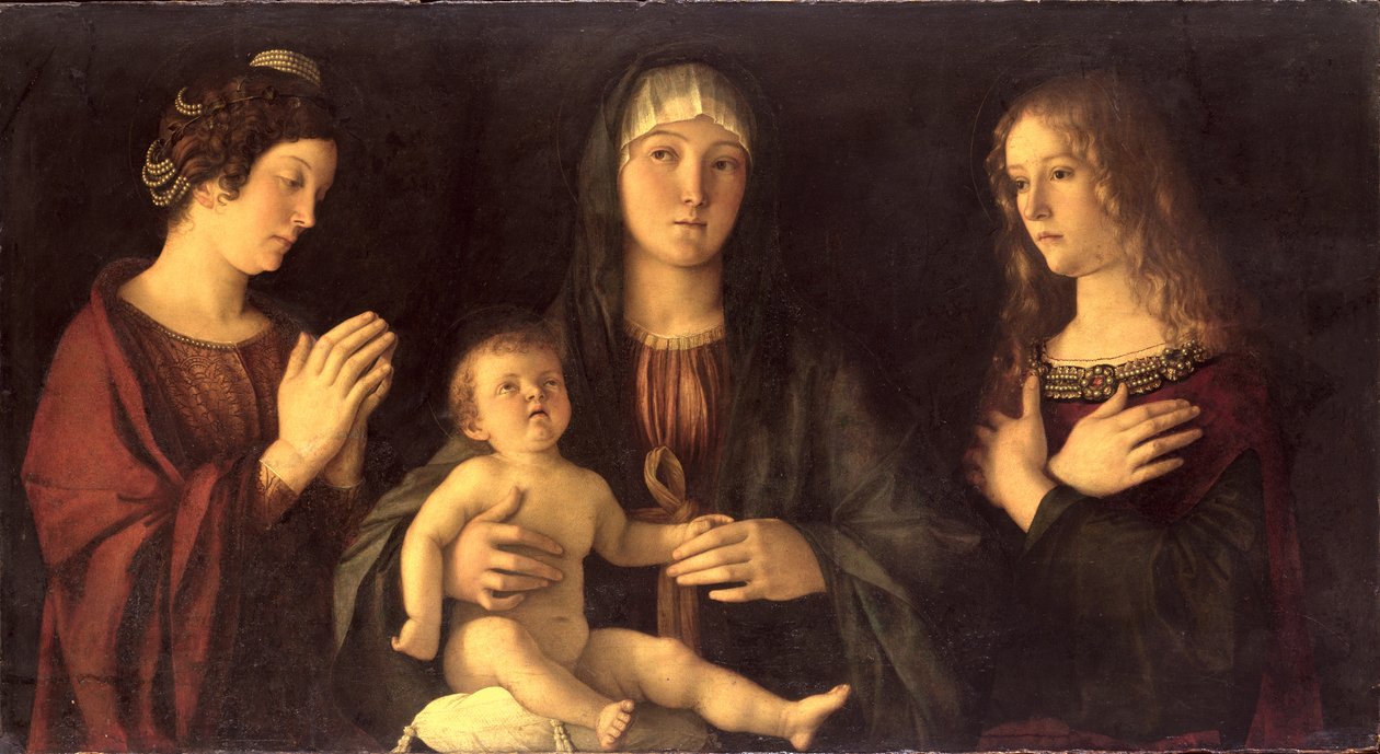 Madonna och barn med St. Maria Magdalena och St. Catherine av Giovanni Bellini