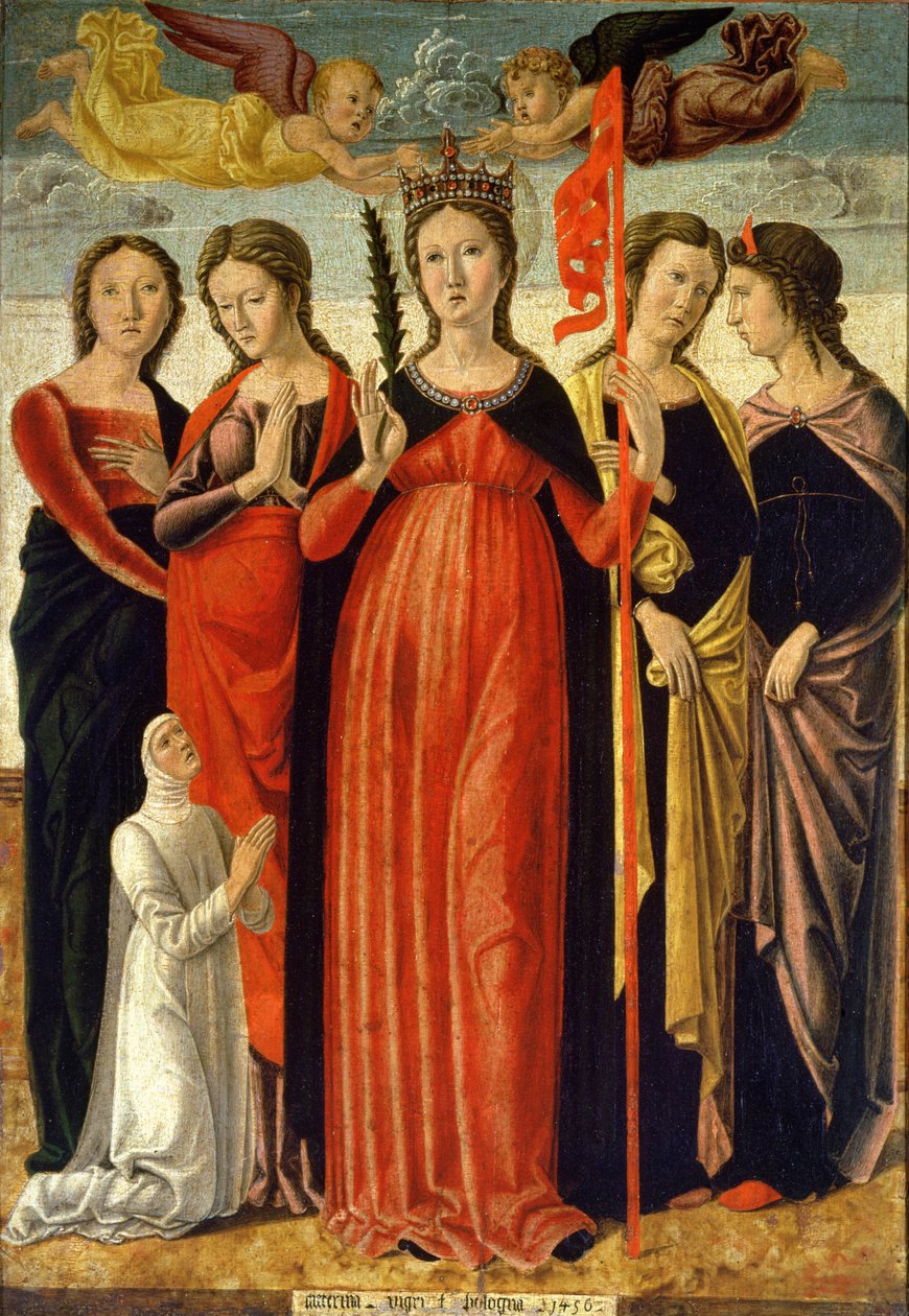 St. Ursula och fyra heliga (tempera på panel) av Giovanni Bellini