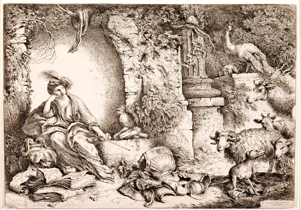 Circe Changing Ulysses Men into Beasts, ca 1650-1651 av Giovanni Benedetto Castiglione