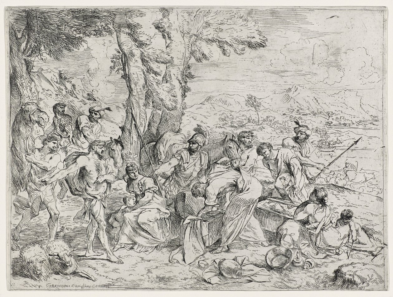 Rachel döljer Labans idoler eller Laban söker efter idoler, ca 1630-40 av Giovanni Benedetto Castiglione