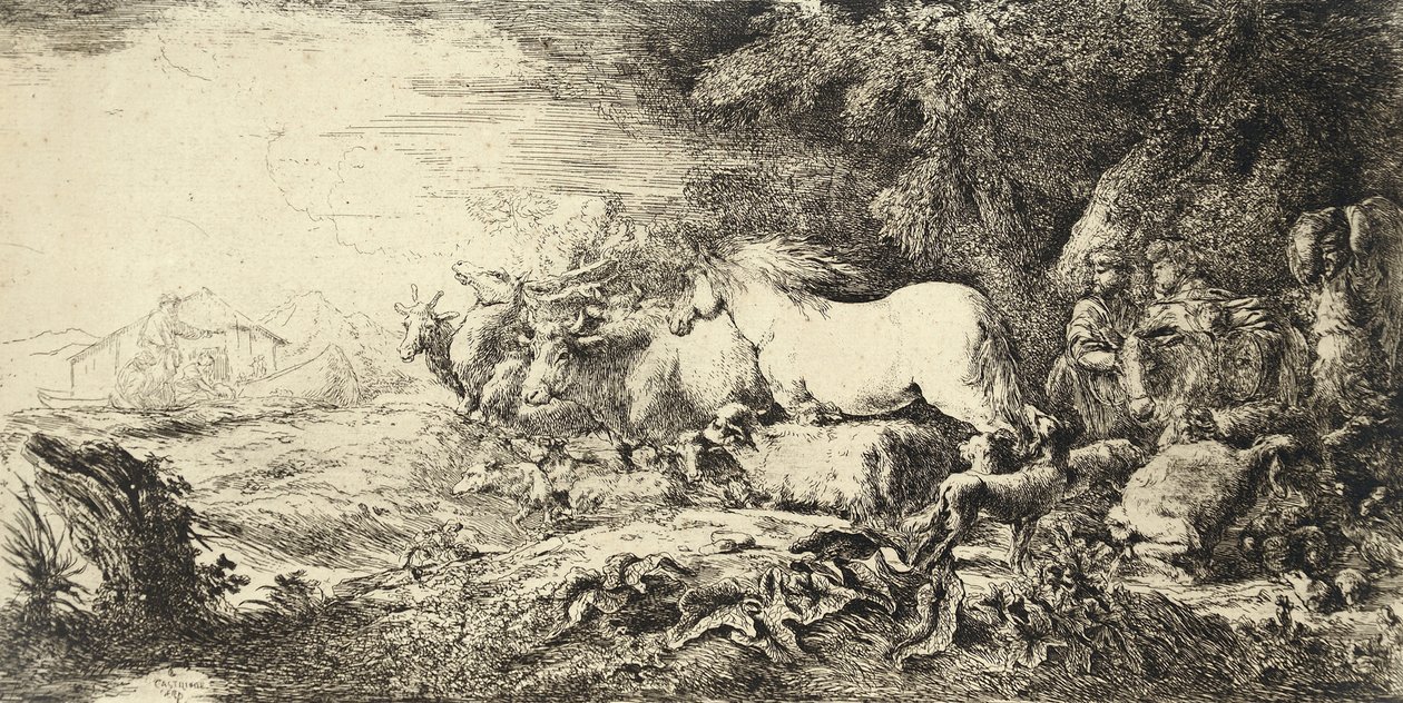  Noahs ArknPortugues: Arca de Noen av Giovanni Benedetto Castiglione