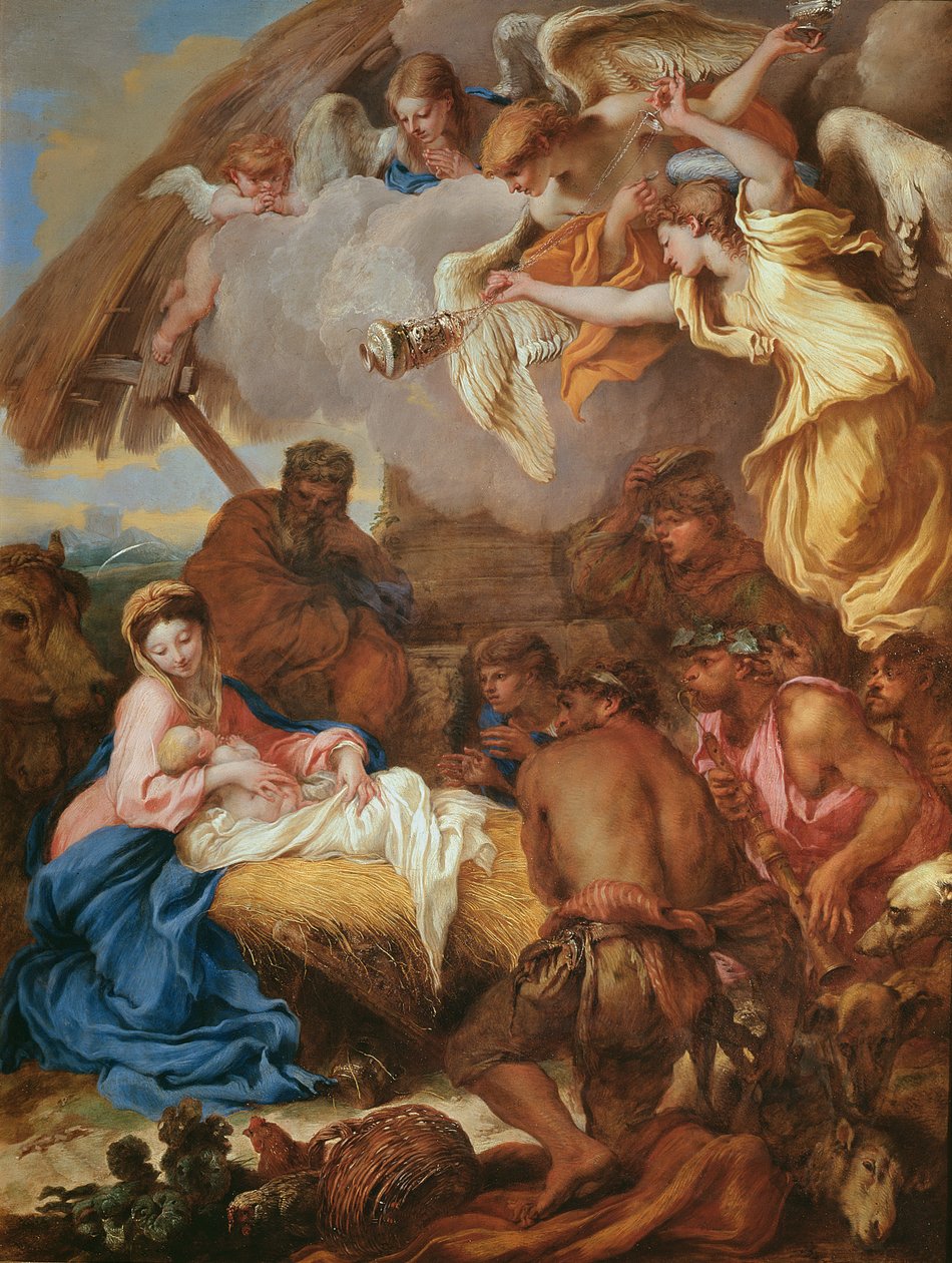Tilbedelse af hyrderne ca. 1659 Sverige av Giovanni Benedetto Castiglione
