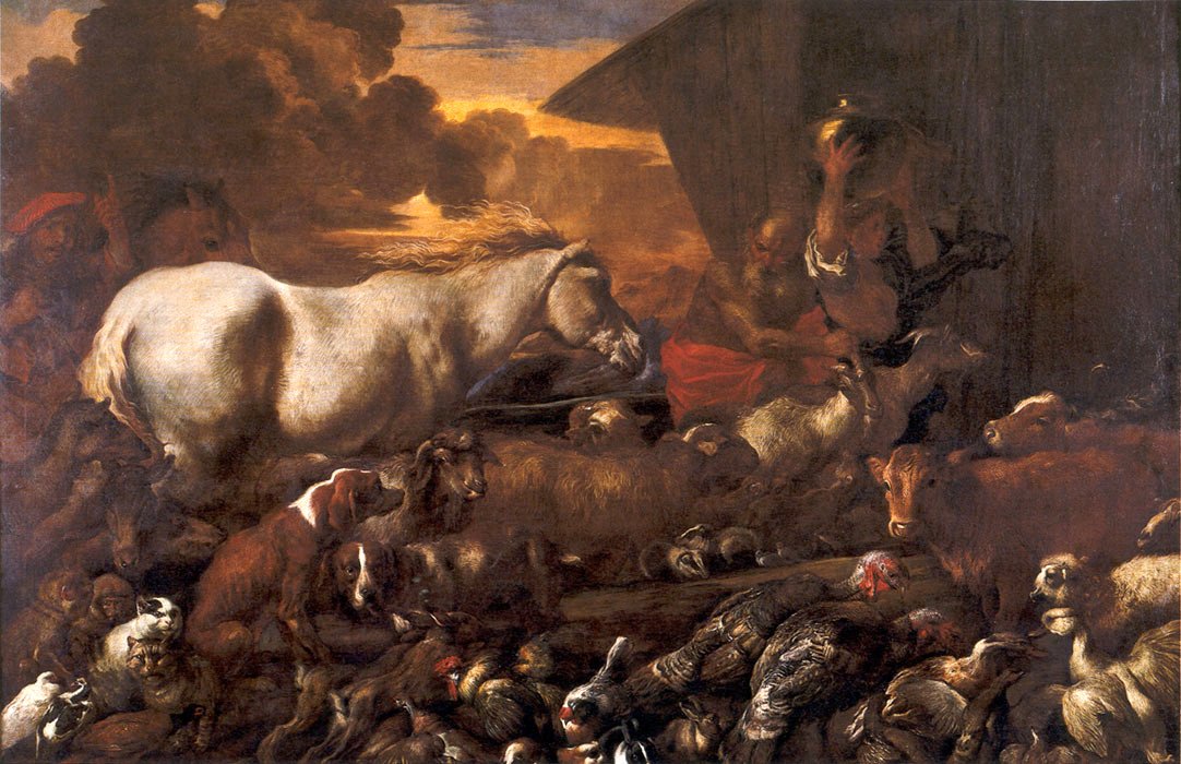 Entrance of animals in Noahs ark av Giovanni Benedetto Castiglione