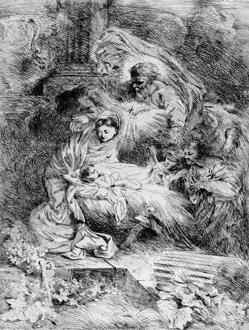 The Nativity, c.1645 (etsning) av Giovanni Benedetto Castiglione