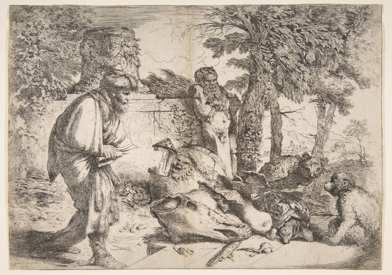 Filosofen Diogenes på jakt efter en ärlig man av Giovanni Benedetto Castiglione