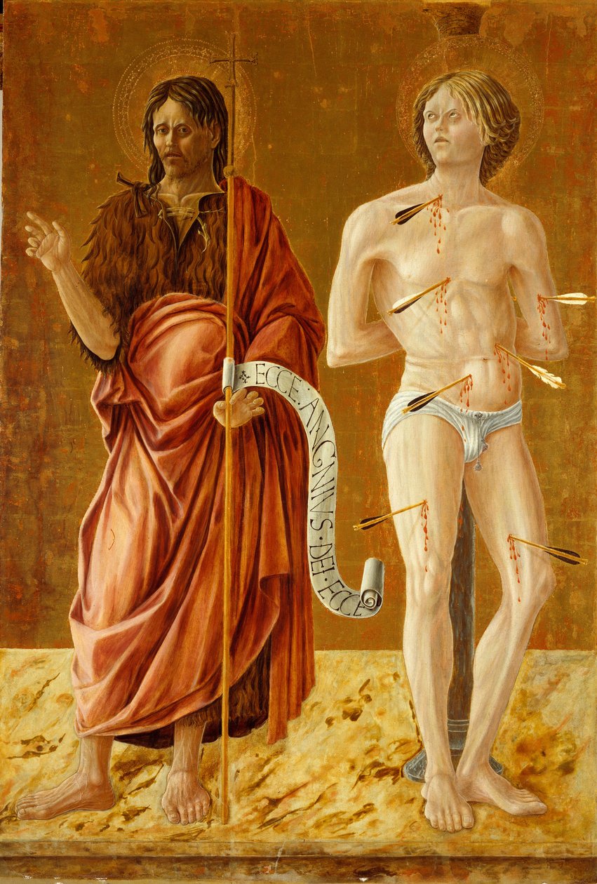 Johannes Döparen och Sebastian, ca 1450-70 (tempera på panel) av Giovanni Boccati or Boccatto