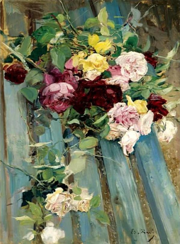  Still Life with RosenDeutsch: Stillleben mit RosennPolski: Martwa natura z rozan av Giovanni Boldini