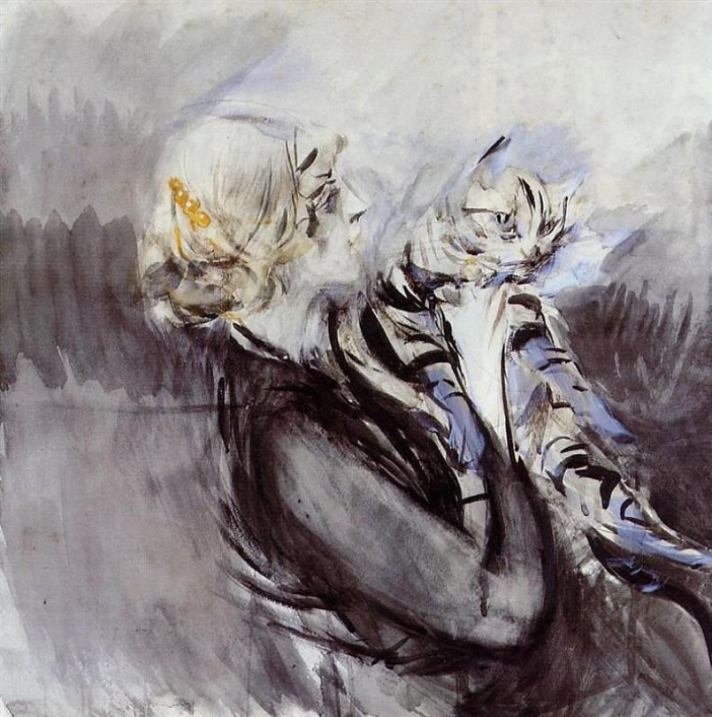  The Lady with a CatnDeutsch: Frau mit KatzenPolski: Kobieta w kotemn av Giovanni Boldini