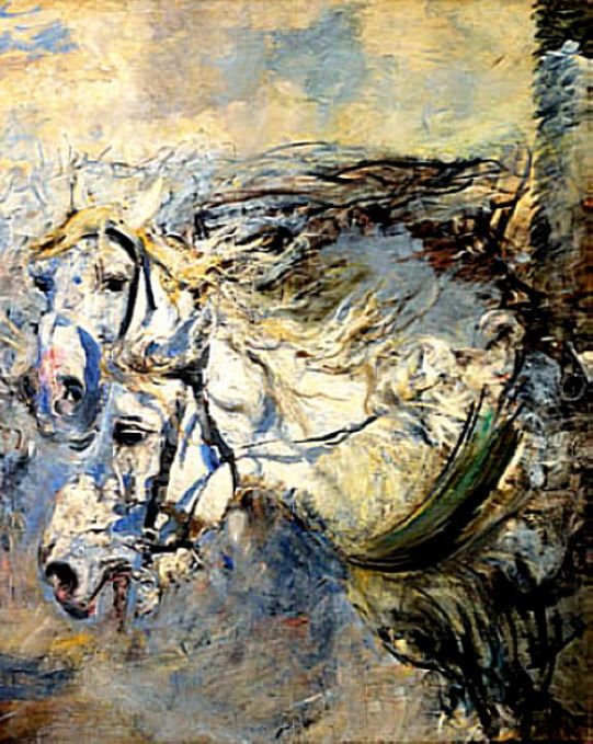  Two White HorsesnDeutsch: Zwei weisse PferdenPolski: Dwa biae konien av Giovanni Boldini