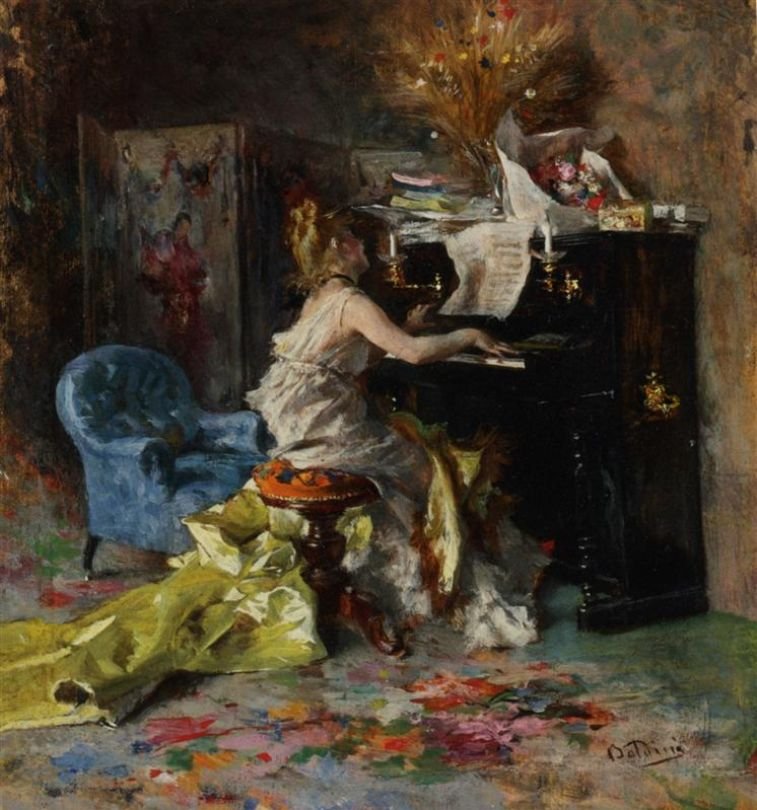  Woman at the PianonDeutsch: Frau am KlaviernPolski: Kobieta przy pianinien av Giovanni Boldini