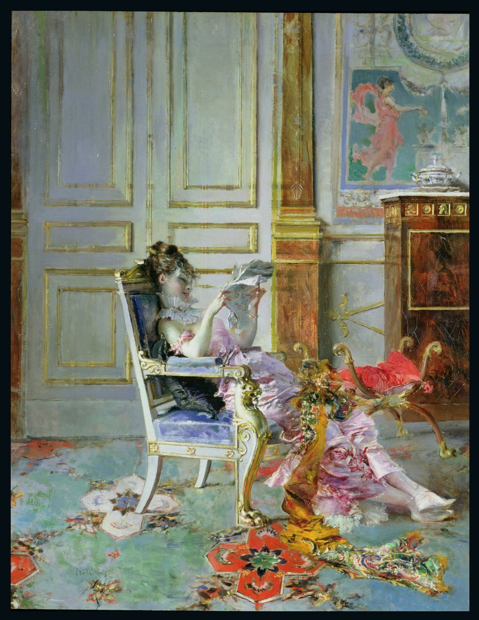 Flickan läser i en salong, 1876 av Giovanni Boldini
