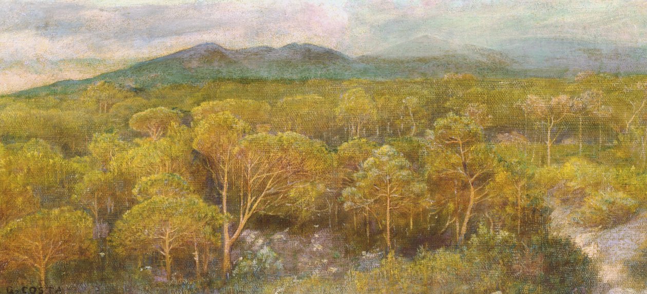 En döende kyss till den doftande tallskogen. av Giovanni Costa