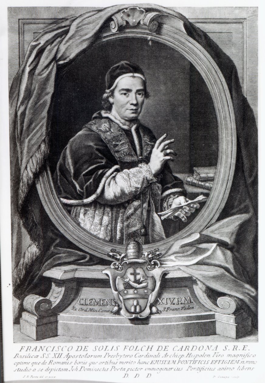 Påven Clemens XIV, graverad av Domencio Cunego av Giovanni Domenico Porta