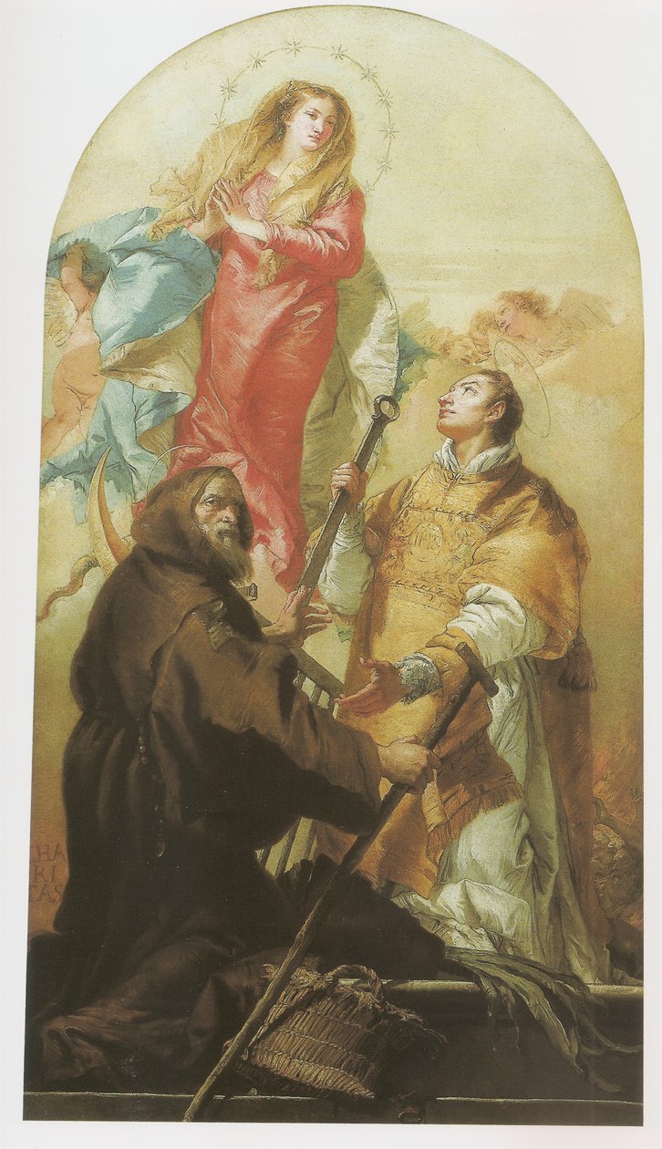 The Virgin in Glory with San Lorenzo and San Francesco di Paola av Giovanni Domenico Tiepolo