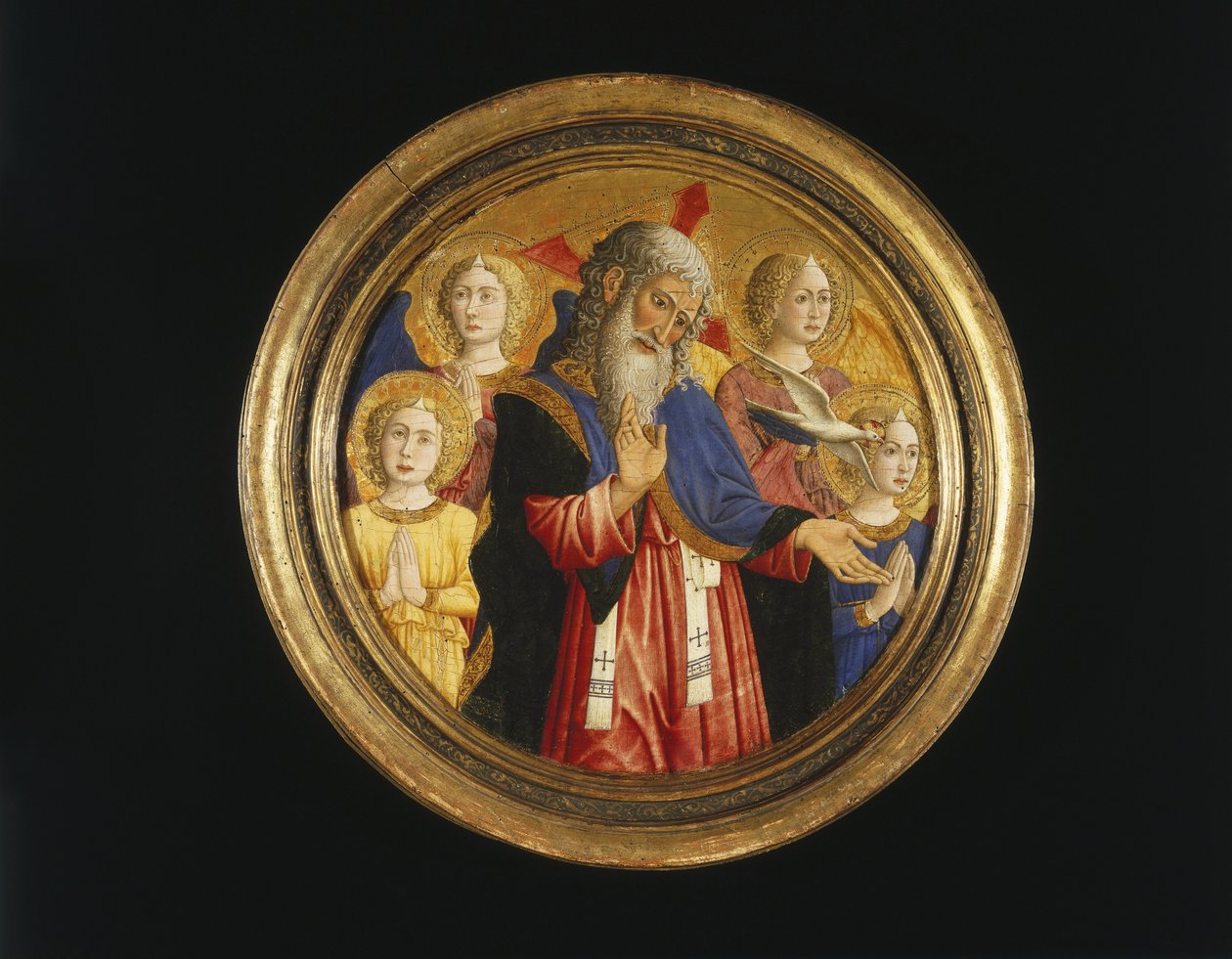Gud Fadern med fyra änglar och den helige Andes duva av Giovanni Francesco da Rimini