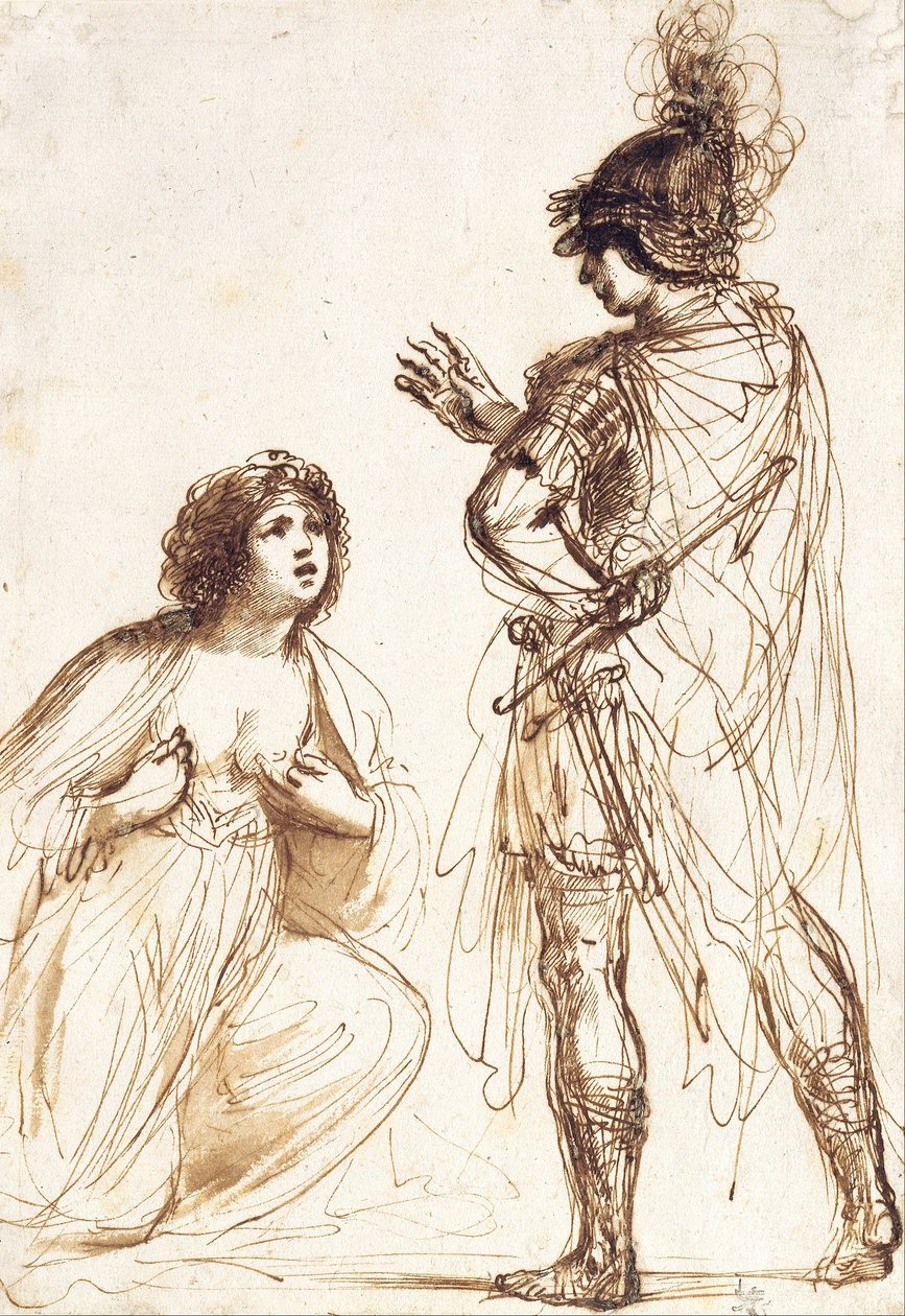 Cleopatra och Octavian av Giovanni Francesco Barbieri