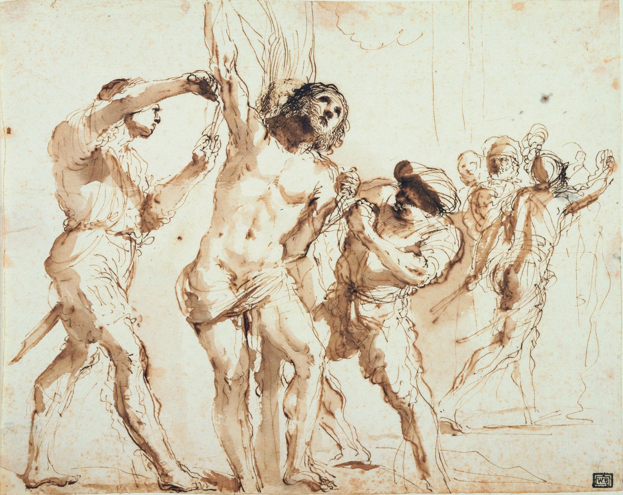 Studier av Martyrdom av St. Bartholomeus av Giovanni Francesco Barbieri