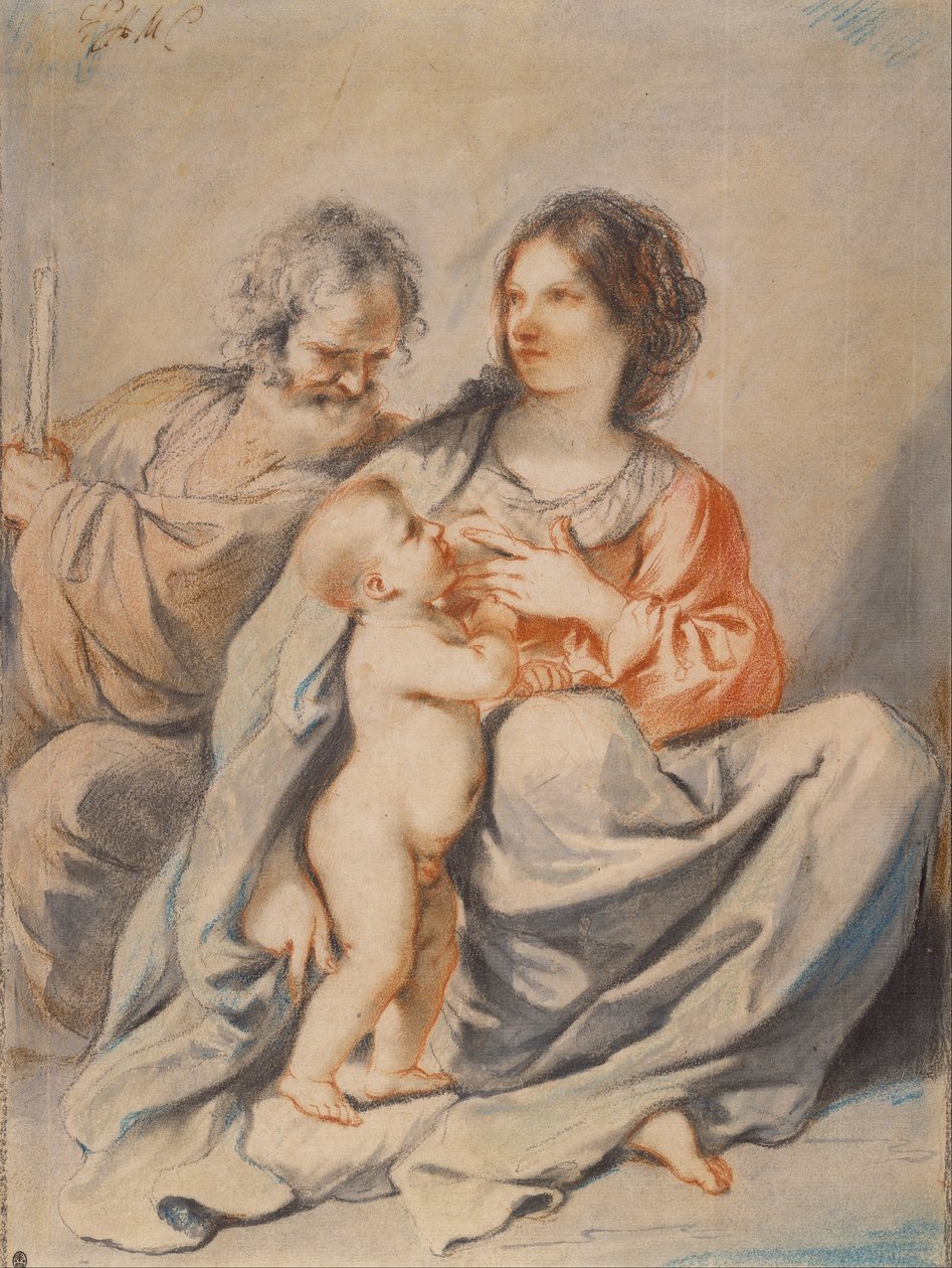 Den heliga familjen av Giovanni Francesco Barbieri