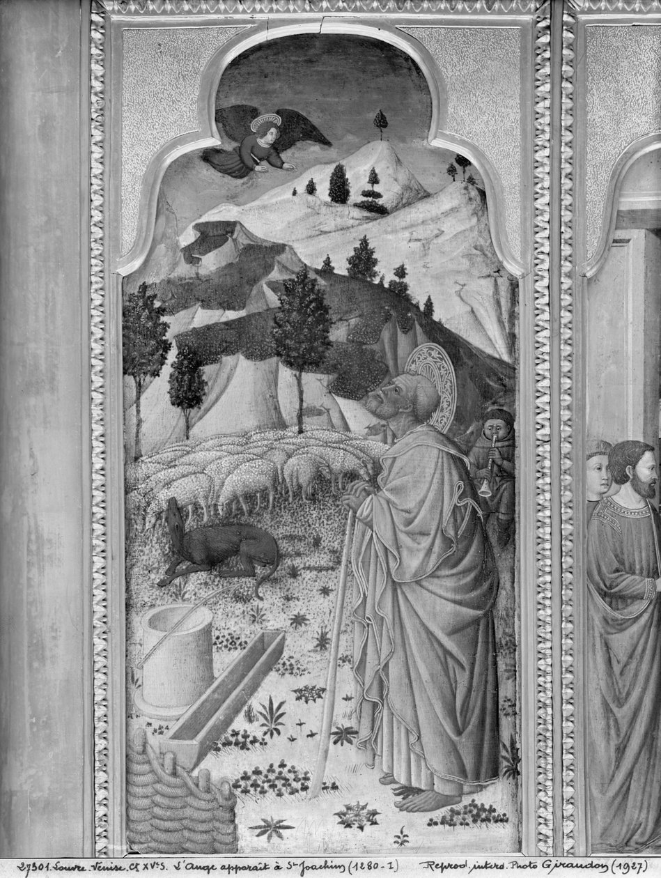 Cycle of the Life of the Virgin, Annunciation to Joachim, c.1445 (olja på poppelpanel) av Giovanni Francesco da Rimini